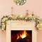 Luxury Christmas Garland for Mantle, Christmas Flocked Garland with Ribbons Gold Ball Pinecones, Christmas Garland Decor